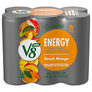 V8 V-Fusion +Energy Vegetable & Fruit Peach Mango Beverage Blend 8 oz Cans