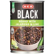 H-E-B Black Beans With Lime & Jalapenos, 15 oz