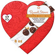 Russell Stover Assorted Chocolate Covered Nuts Valentine's Heart Gift Box, 17 pc