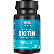 H-E-B Vitamins Super Potency Biotin Softgels - 5,000 mcg