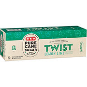 H-E-B Twist Lemon Lime Soda 12 pk Cans - Pure Cane Sugar