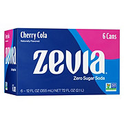 Zevia Zero Sugar Cherry Cola Soda 6 pk Cans