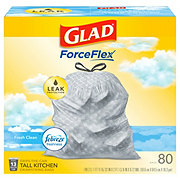 Glad ForceFlex Tall Kitchen Drawstring Trash Bags, 13 Gallon - Fresh Clean Scent with Febreeze Freshness
