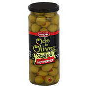 H-E-B Ode to Olives Stuffed Green Olives - Hot Pepper