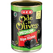 H-E-B Ode to Olives Medium Ripe Pitted Black Olives