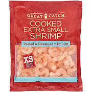 Great Catch Frozen Peeled Deveined Tail-Off Extra Small Cooked Shrimp, 100 - 150 ct/lb