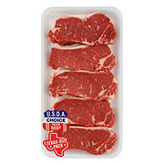 H-E-B Boneless Beef New York Strip Steaks, Thick Cut - USDA Choice - Texas-Size Pack