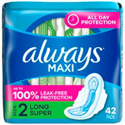 Always Maxi Daytime Pads with Wings, Super, Unscented Size 2