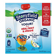 Stonyfield Organic Whole Milk Yogurt 4 pk Pouches - Pear Spinach Mango