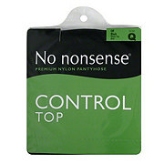 No Nonsense Control Top Premium Nylon Pantyhose Sheer Toe Off Black Size Q, Size Q