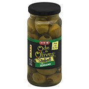 H-E-B Ode to Olives Stuffed Green Olives - Serrano Pepper