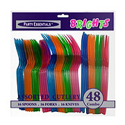 Party Essentials Plastic Knives, Forks & Spoons Combo Set - Neon Colors