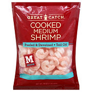 Great Catch Frozen Peeled Deveined Tail-Off Medium Cooked Shrimp, 71 - 90 ct/lb