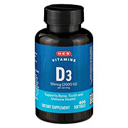 H-E-B Vitamins Vitamin D3 Softgels – 2,000 IU