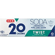 H-E-B 20 Calorie Twist Lemon Lime Soda 12 pk Cans - Pure Cane Sugar