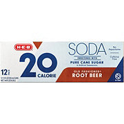 H-E-B 20 Calorie Old Fashioned Root Beer Soda 12 pk Cans - Pure Cane Sugar