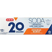 H-E-B 20 Calorie Orange Burst Soda 12 pk Cans - Pure Cane Sugar