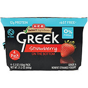H-E-B Non-Fat Strawberry on the Bottom Greek Yogurt