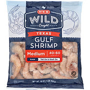 H-E-B Wild Caught Frozen Shell-On Tail-On Medium Texas Gulf Raw Shrimp, 40 - 60 ct/lb