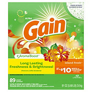 Gain Aroma Boost HE Powder Laundry Detergent, 89 Loads - Island Fresh