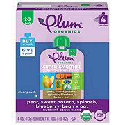 Plum Organics Super Smoothie Pouches - Pear Sweet Potato Spinach Blueberry Bean & Oat