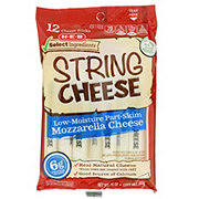 H-E-B Low Moisture Part-Skim Mozzarella String Cheese, 12 ct