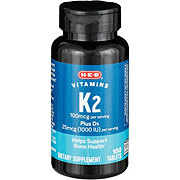 H-E-B Vitamins 100 mcg K2 Plus 25 mcg D3 Tablets