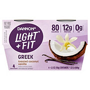Light + Fit Toasted Coconut Vanilla Greek Nonfat Yogurt Pack, 4 Ct
