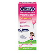 Benadryl Children's Dye-Free Allergy Liquid - Bubble Gum