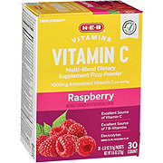 H-E-B Vitamin C Fizzy Powder Raspberry Drink Mix - 1000 mg