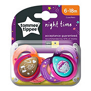 Tommee Tippee Night Time Pacifiers, (6-18 Months), Assorted Colors