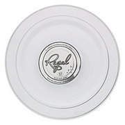 Maryland Plastics Regal White Plate With Silver Ring 12 ct