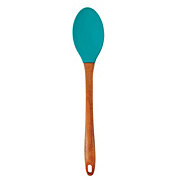 1pc Beige Wooden Handle Silicone Spatula Colander Spoon Home - Temu