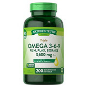 Nature's Truth Triple Omega 3-6-9 Fish Flax Borage 3600 Mg Softgels