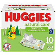 Huggies Natural Care Sensitive & Fragrance Free Baby Wipes 10 Pk