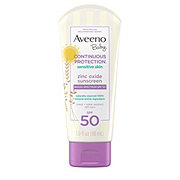 Aveeno Baby Continuous Protection Sensitive Skin Lotion Zinc Oxide Sunscreen With Broad Spectrum SPF 50
