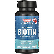 H-E-B Vitamins Max Potency 10,000 mcg Biotin Softgels - Texas-Size Pack