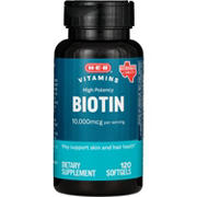 H-E-B Vitamins Max Potency Biotin 10,000Â mcg Softgels - Texas-Size Pack