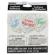 Unique 12 in Clear Birthday Balloon with Bright Confetti