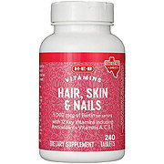 H-E-B Hair, Skin & Nails 5,000 mcg Biotin Tablets - Texas-Size Pack