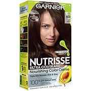 Garnier Nutrisse Ultra Coverage Nourishing Permanent Hair Color Creme for Stubborn Gray Coverage Deep Dark Brown (Sweet Pecan) 400