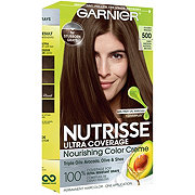 Garnier Nutrisse Ultra Coverage Nourishing Permanent Hair Color Creme for Stubborn Gray Coverage Deep Medium Natural Brown (Glazed Walnut) 500