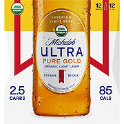 Michelob Ultra Pure Gold Lager Beer 12 oz Bottles