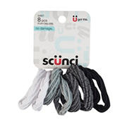 Scunci Comfy No Damage Hair Ponytailers - Black, Gray, White
