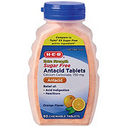 H-E-B Extra Strength Sugar-Free Antacid Orange Flavor Chewable Tablets