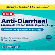 H-E-B Loperamide Hydrochloride Diarrhea Relief Softgels – 2mg