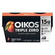 Oikos Triple Zero 15g Protein Sugar Free Nonfat Blended 4 pk Greek Yogurt - Peach 