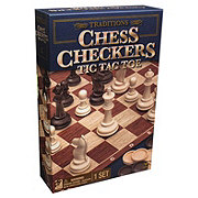 Cardinal Industries Traditions Chess, Checkers & Tic Tac Toe Game Set