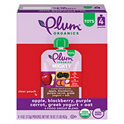 Plum Organics Mighty 4 Pouches - Apple Blackberry Purple Carrot Greek Yogurt & Oat