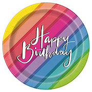 unique Balloons & Rainbow Birthday Paper Plates, 7 in.